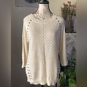 Belldini Ivory Knitted Sweater With Stud Embellishments Size Lrg